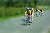 Blurred image of racing cyclists